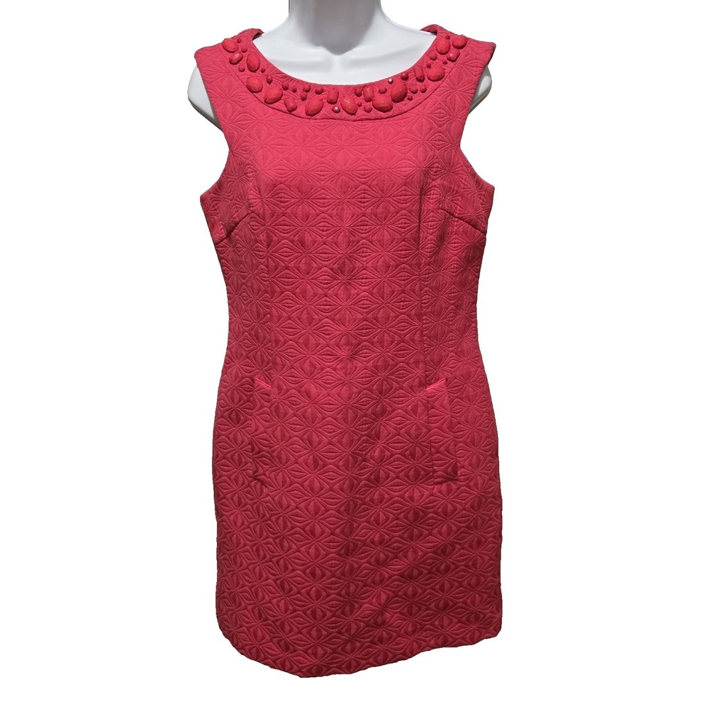 Sandra Darren Women's a-line Jeweled Neckline Embroidered Design Dress 8